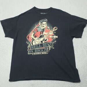 Hard Rock Hotel Shirt Men XL Black Hell Bent on Rockin Riviera Maya